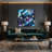 Space Zodiac constellations Blue Canvas Wall Art