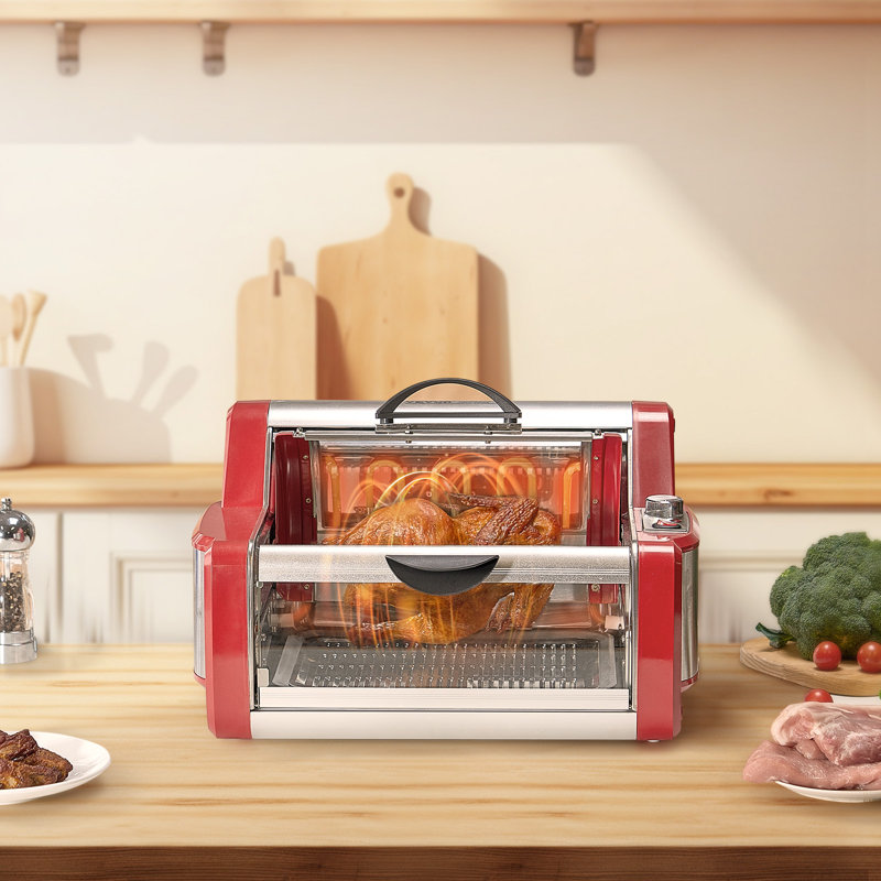 Red and Stainless Steel Electric Shawarma Grill Machine with Rotating Function