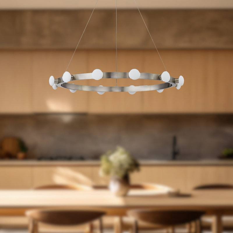 Rezz 12 - Light LED Chandelier, Brushed Nickel