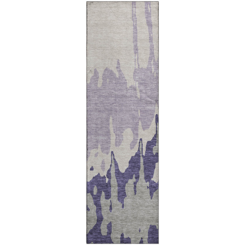 Premium Machine Washable Prisco Purple Rug, Runner 2'3" x 7'6"