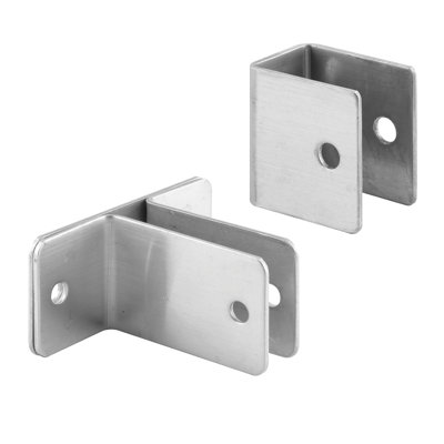 Prime-Line Stainless Steel Panel Bracket Wall Kit, 1 in. Panels, Stamped Stainless Steel, Satin Finish (Single Pack)