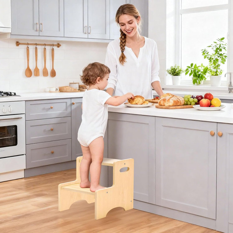 Tabouret en bois pour tout-petits pour enfants avec marchepied et tabouret antidérapant