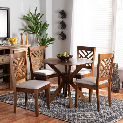 Katricia 4 - Person Solid Wood Solid Wood Top Pedestal Dining Set