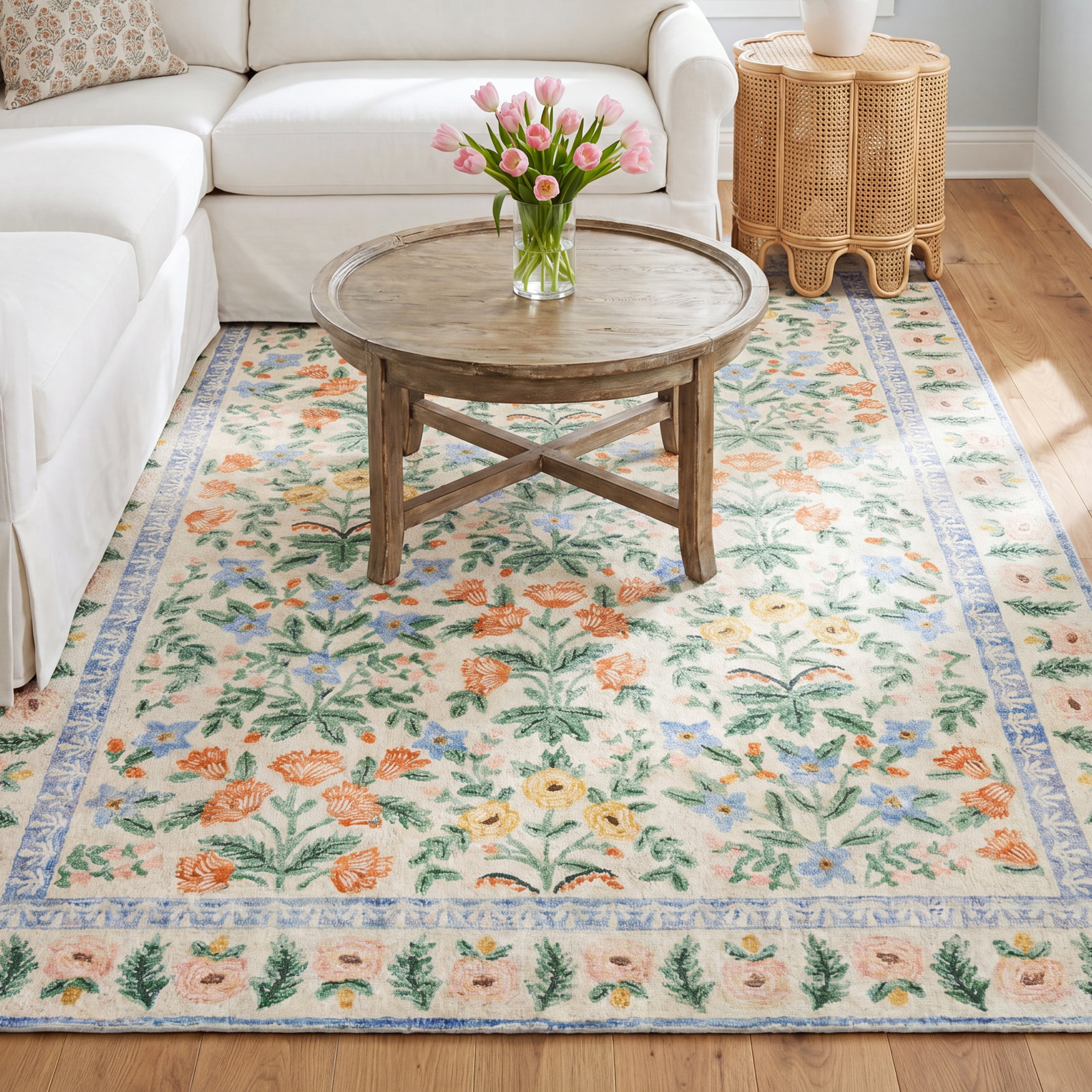 Rifle Paper Co. x Loloi Eden Mughal Garden Cream Rug feat CloudPile, Rectangle 7'6" x 9'6"