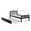 Structure de lit plateforme en bois robuste avec lit gigogne extensible-1258968505