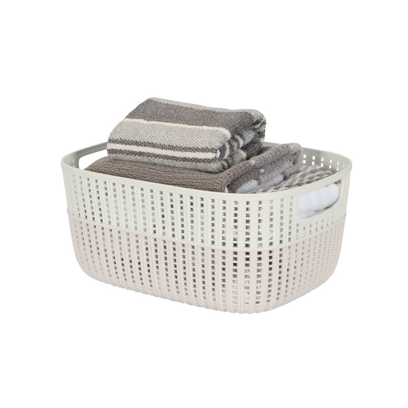 Simplify Polypropylene Decorative Basket, 1, 6.7" H x 11.8" x W 11" D, Cream