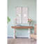 Ensemble de 2 grands panneaux d'art mural en bois avec finition blanche patinée et décorations de miroir rond, 17 po x 48 po