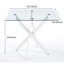 Table de salle à manger avec pieds en croix en métal et verre trempé, table de cuisine moderne pour le salon, table carrée blanche-1550656251