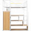 Lit mezzanine en métal avec bureau, rangement, DEL et garde-robe - Créez un poste de travail, une tablette, idéal pour les petites pièces-1873759481