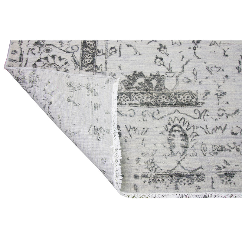 Damask Area Rug in Silver