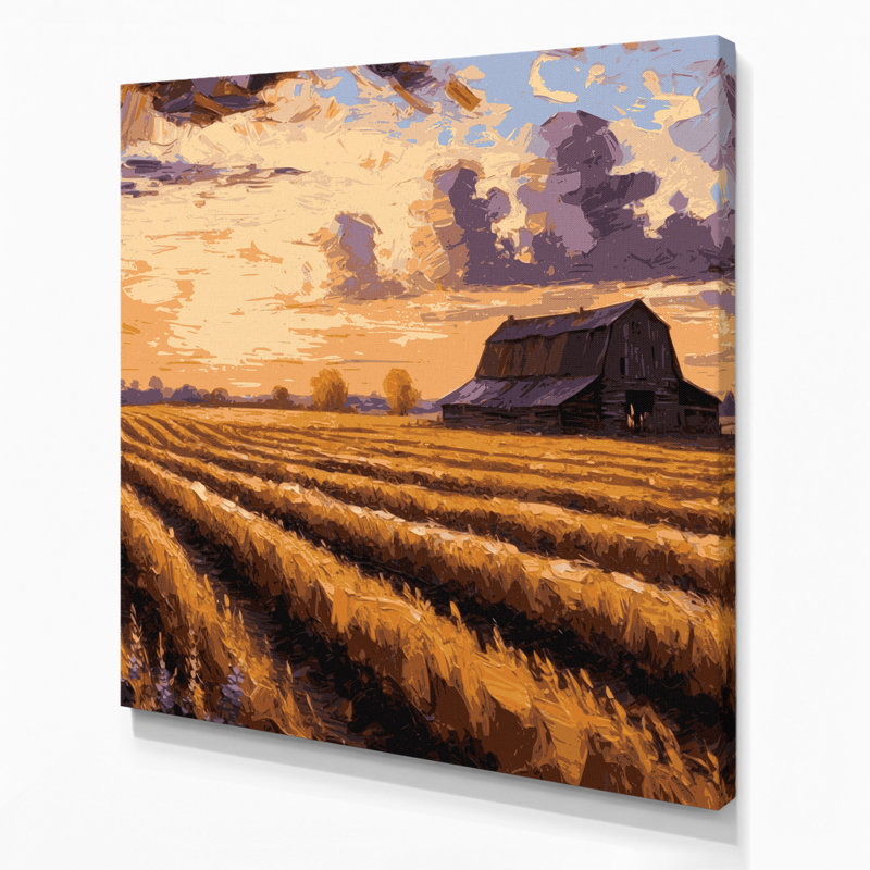 «Farm Evening Sunset», art mural sur toile, H 8 po x l 8 po