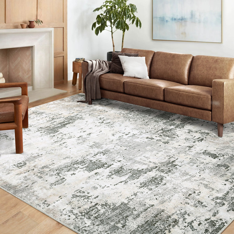 Coudery Washable Abstract Indoor Rug, Rectangle 5' x 7'