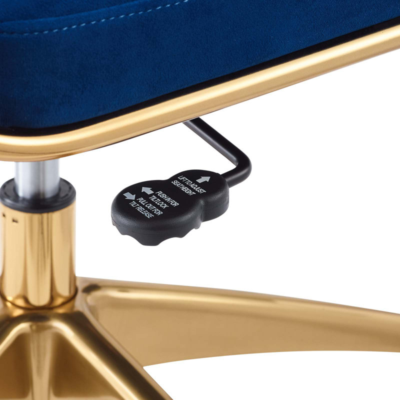 Chaise de bureau en velours Jive, Bleu marine