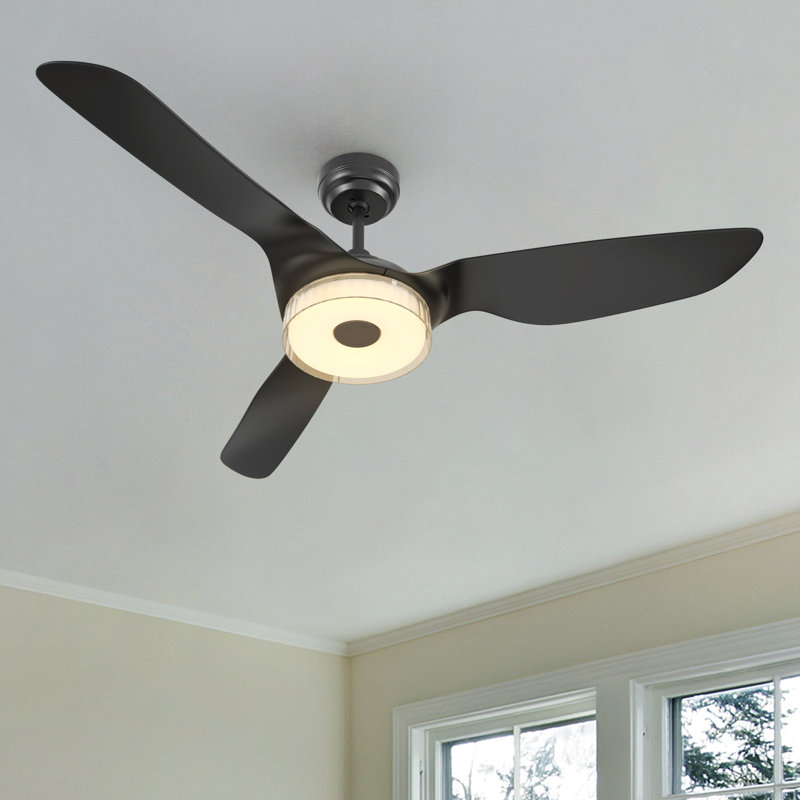 Derita 52" Smart DC Motor Ceiling Fan with LED Lights, Remote Control and Downrod Inculded, Black