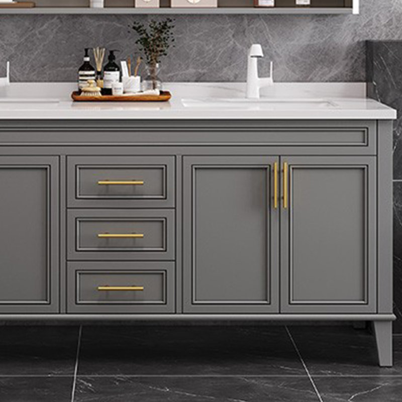Armoire de salle de bain simple et moderne de style français, Gris foncé, 32.28'' H x 70.87'' W x 21.65'' D