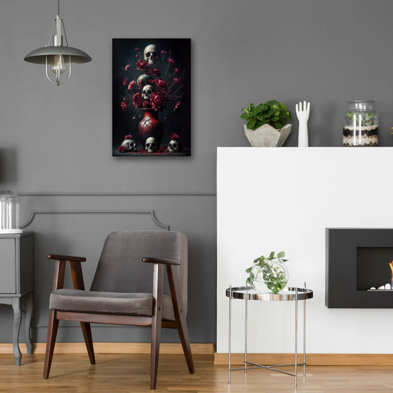 Art mural en verre épique «Fleurs mortes 3» par KIR.DART, 16 po x 24 po