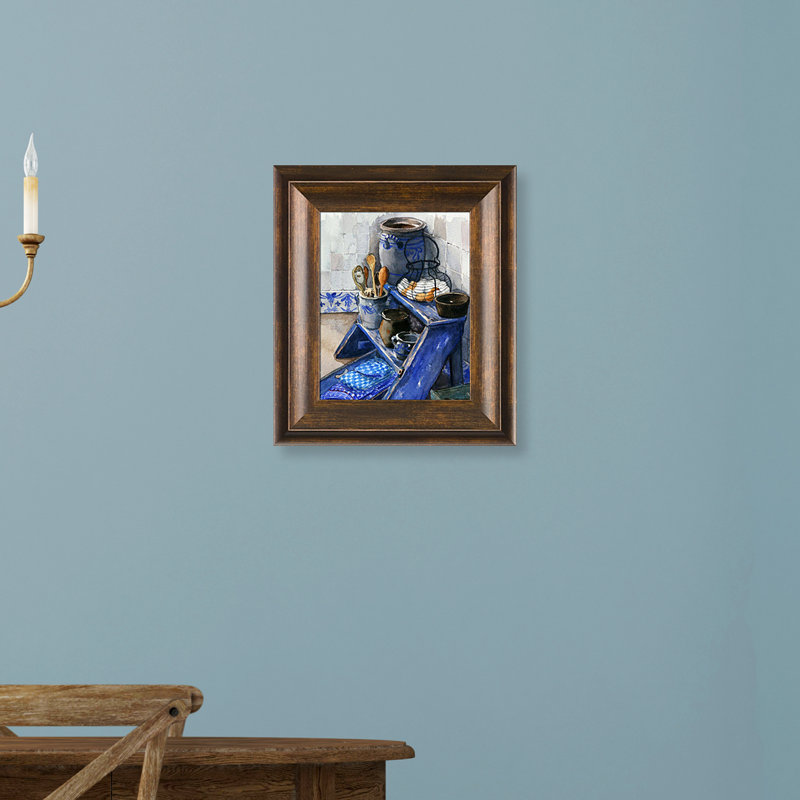 Reproduction d’art sur toile encadrée « Blue still » par Jolanda Van der Elst, Encadré rétro Modena