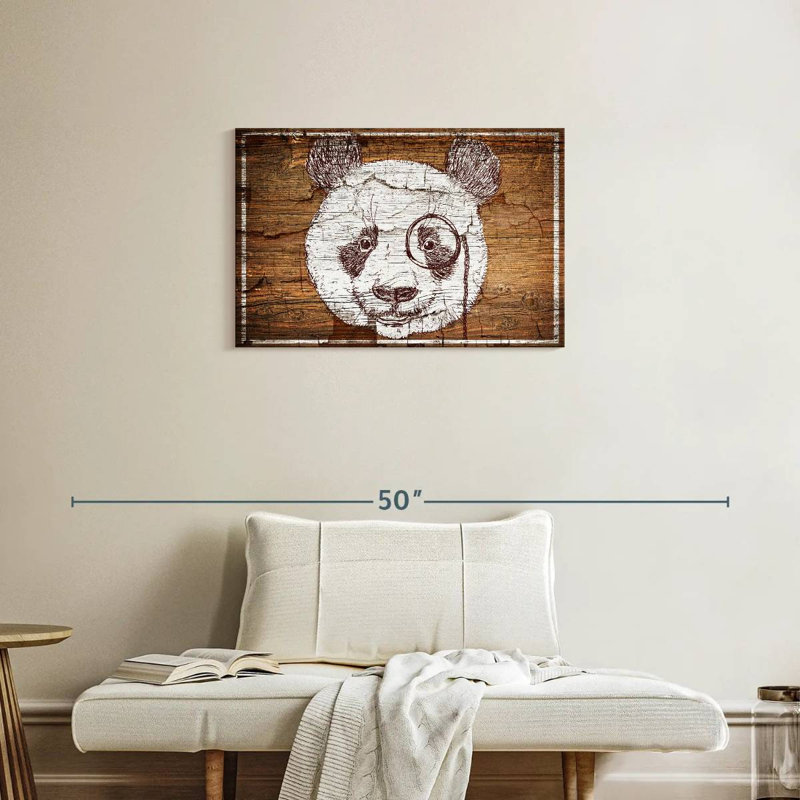 Brampt Panda On Wood, 20" H x 30" W