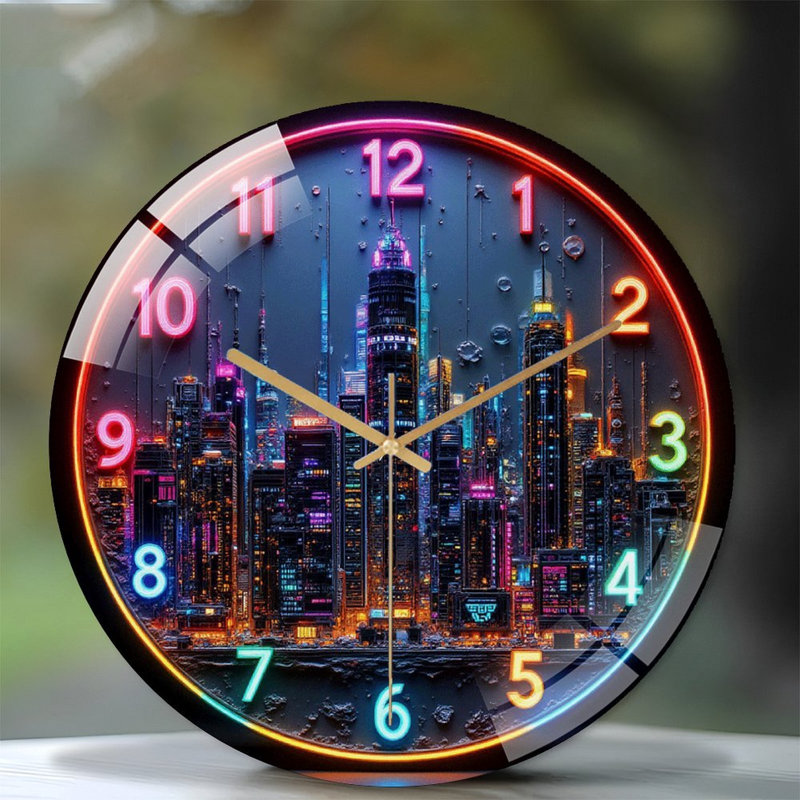 Horloge murale Neon City