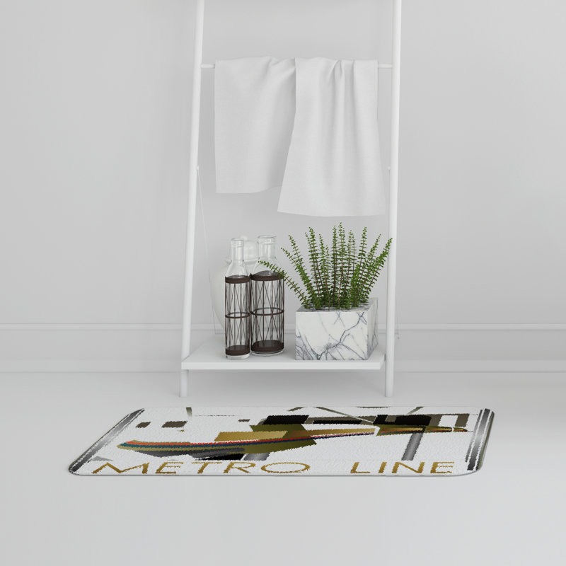 Isabelle Non-Slip Bath Rug, Abstract Metro Train