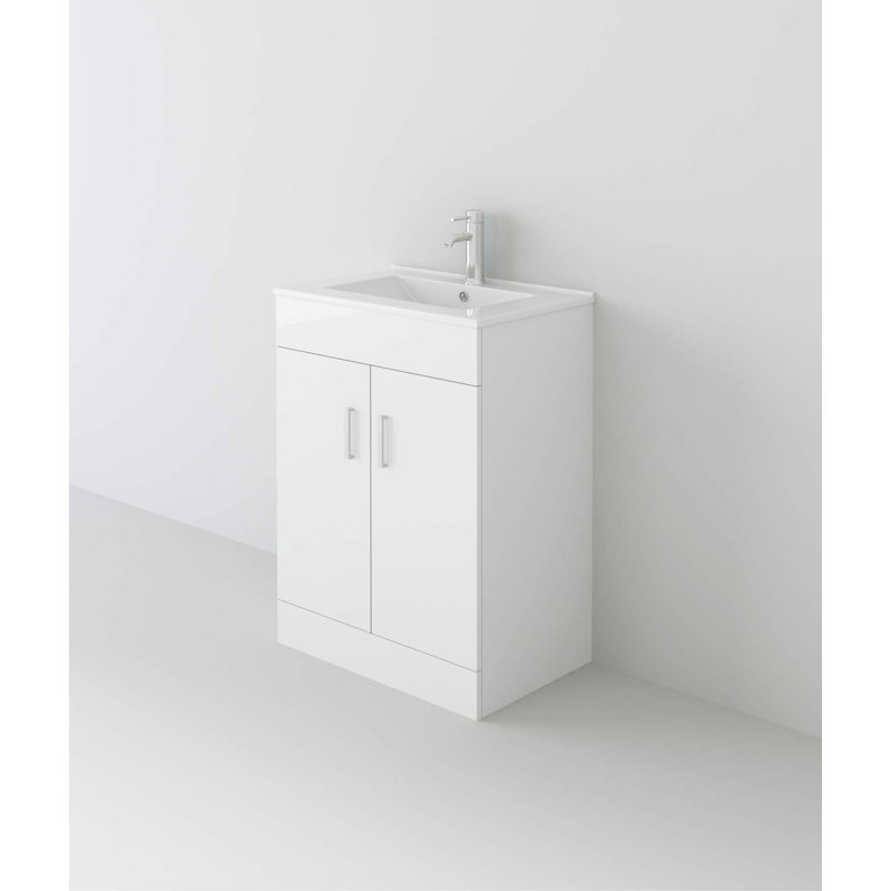 VeeBath Sphinx 600mm Floor Vanity Unit with Mirror Cabinet