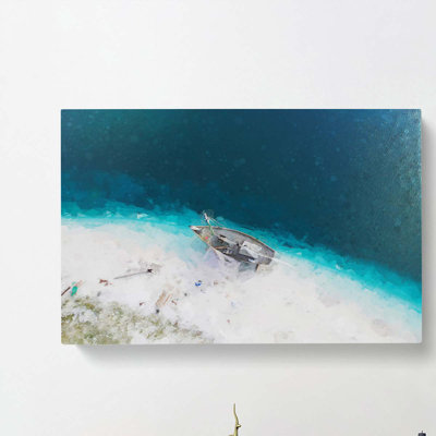 Stranded Ship On A Beach In Haiti by Ohara Koson - Wrapped Canvas