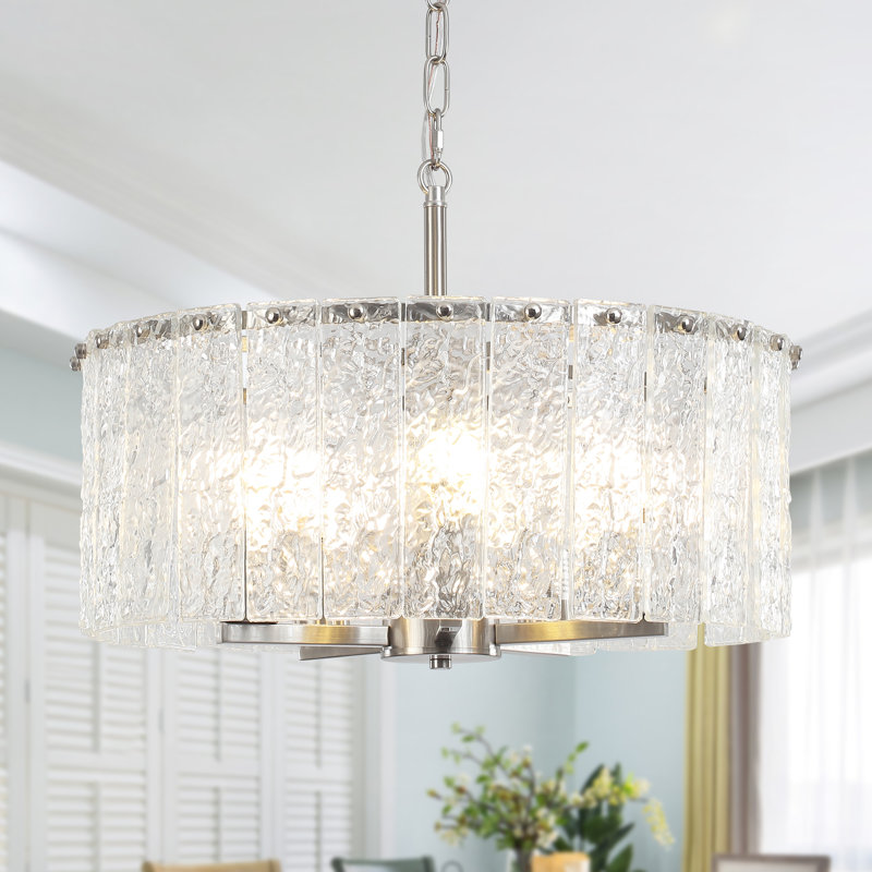 Hajarah 5 - Light Dimmable Empire Chandelier, Nickel, 18.5" H x 18.5" W x 7.87" D