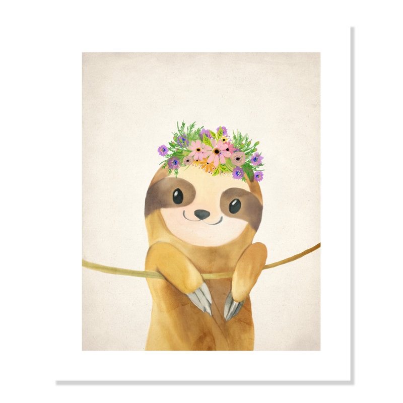 Floral Sloth Animals, 24" H x 20" W x 1" D, Paper