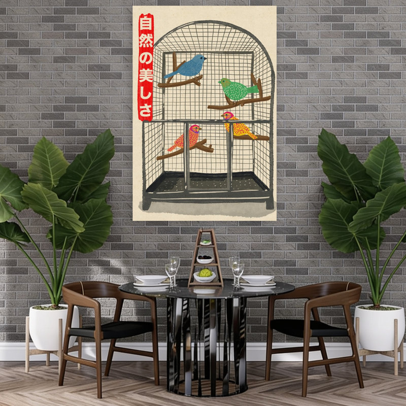Natural Beauty Birds Abstract Contemporary Wall Art Print 1 Piece Wrapped Canvas Wall Art, 152.4cm H x 101.6cm W
