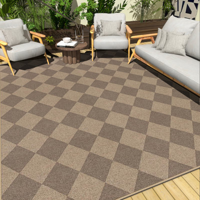 Tapis d'extérieur, à carreaux, antidérapant, résistant aux taches, lavable à la machine, tapis de camping