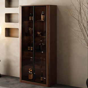 Brownness Solid Wood+Tempered Glass Display Cases