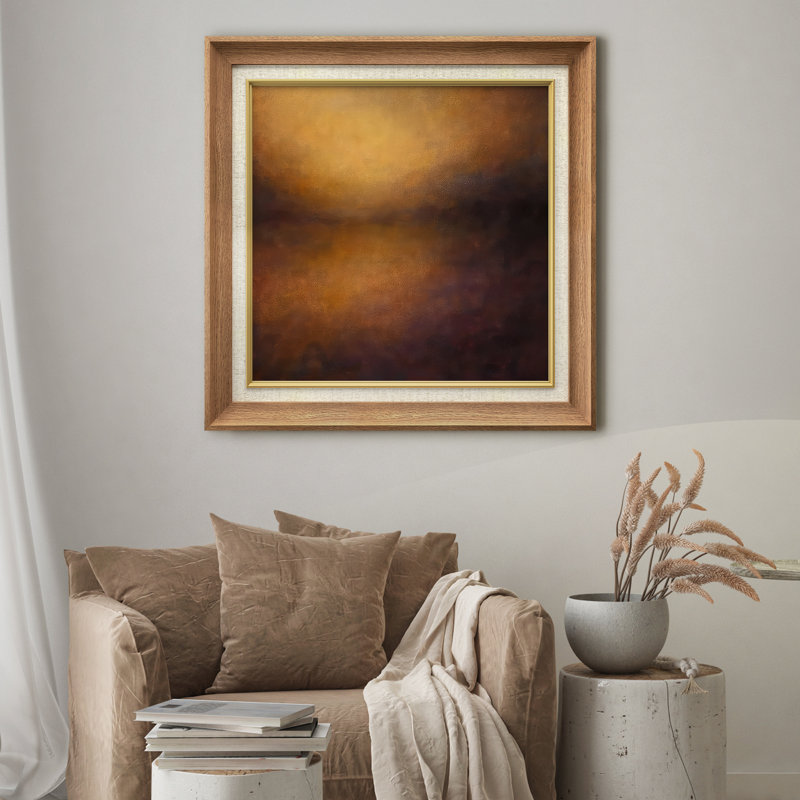 Golden Horizon Glow in Soft Ambient Light - Reproduction d'art encadrée sur papier, H 26 po x l 26 po x P 1,5 po
