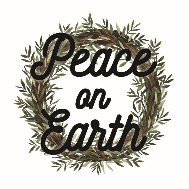Peace On Earth Wreath - Wrapped Canvas Print, 91cm H x 91cm W