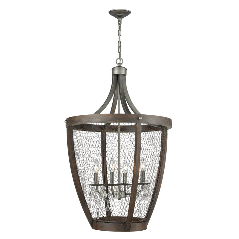Lustre à 4 lumières de 23 po de largeur Renaissance Inven - zinc vieilli