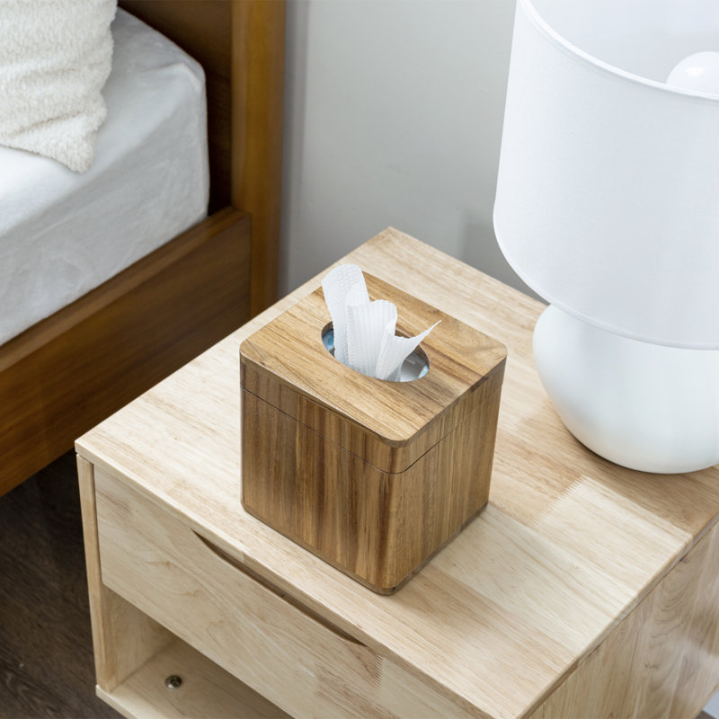 Porte-papier hygiénique carré en bois d'acacia