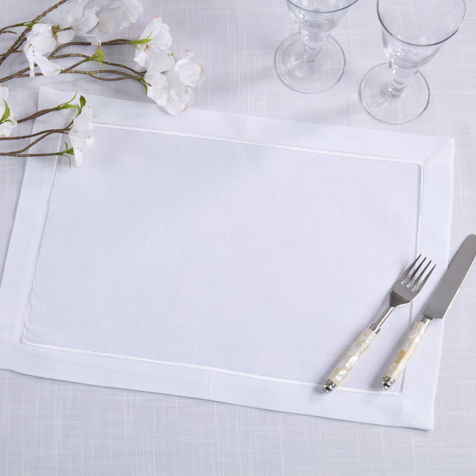 Embroidered Placemat, White