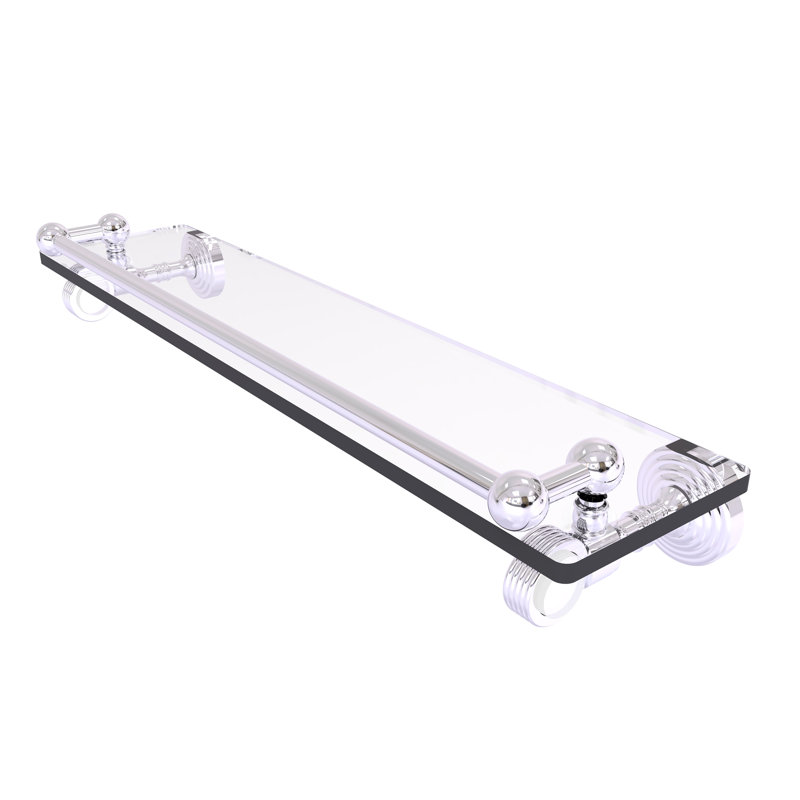 Jarrell Glass Bracket Shelf with Towel Bar, 3.5" H x 22" W x 5.5" D, Polished Chrome