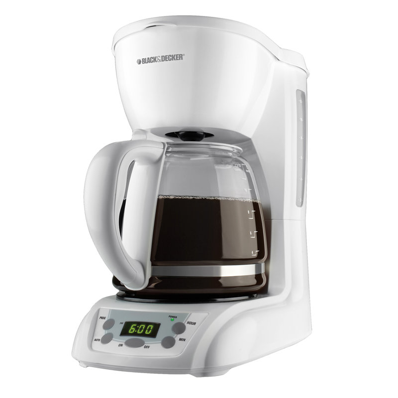 Black + Decker 12-Cup Coffee Maker, White