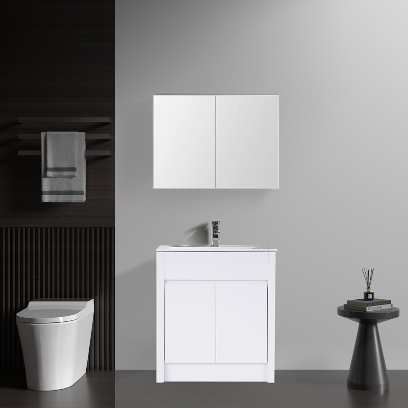 Armoire à pharmacie avec miroir H 23,63 po Staveley, H 23,63 po x l 30 po x P 4,75 po, Chêne blanc