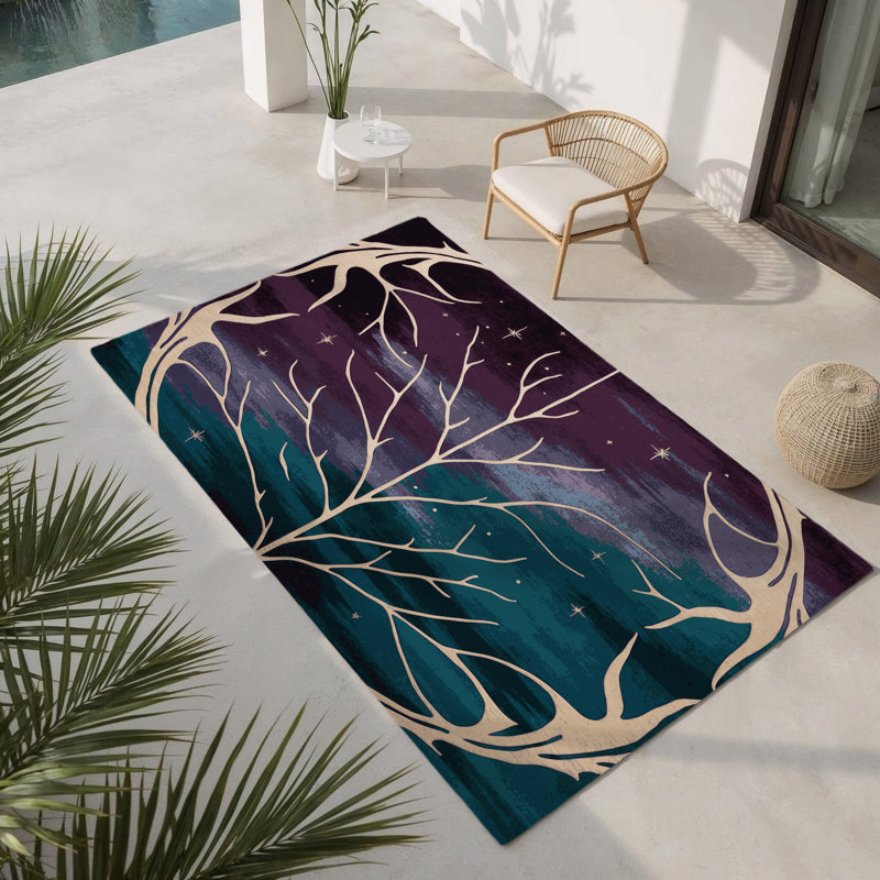 Tapis intérieur et extérieur Moonlit Vines, Rectangulaire 8 pi x 10 pi