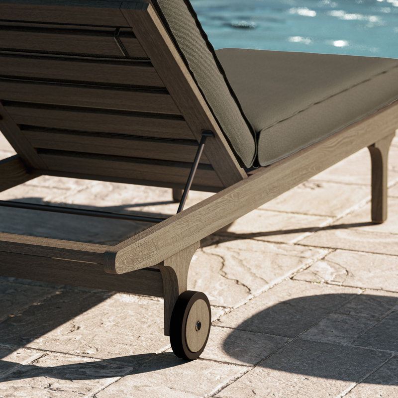 Chaise longue d'extérieur en teck Saratoga, Gris