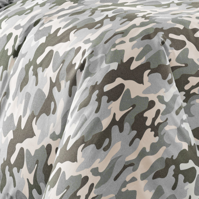Green Camouflage Cotton King Bedspread Cover Set