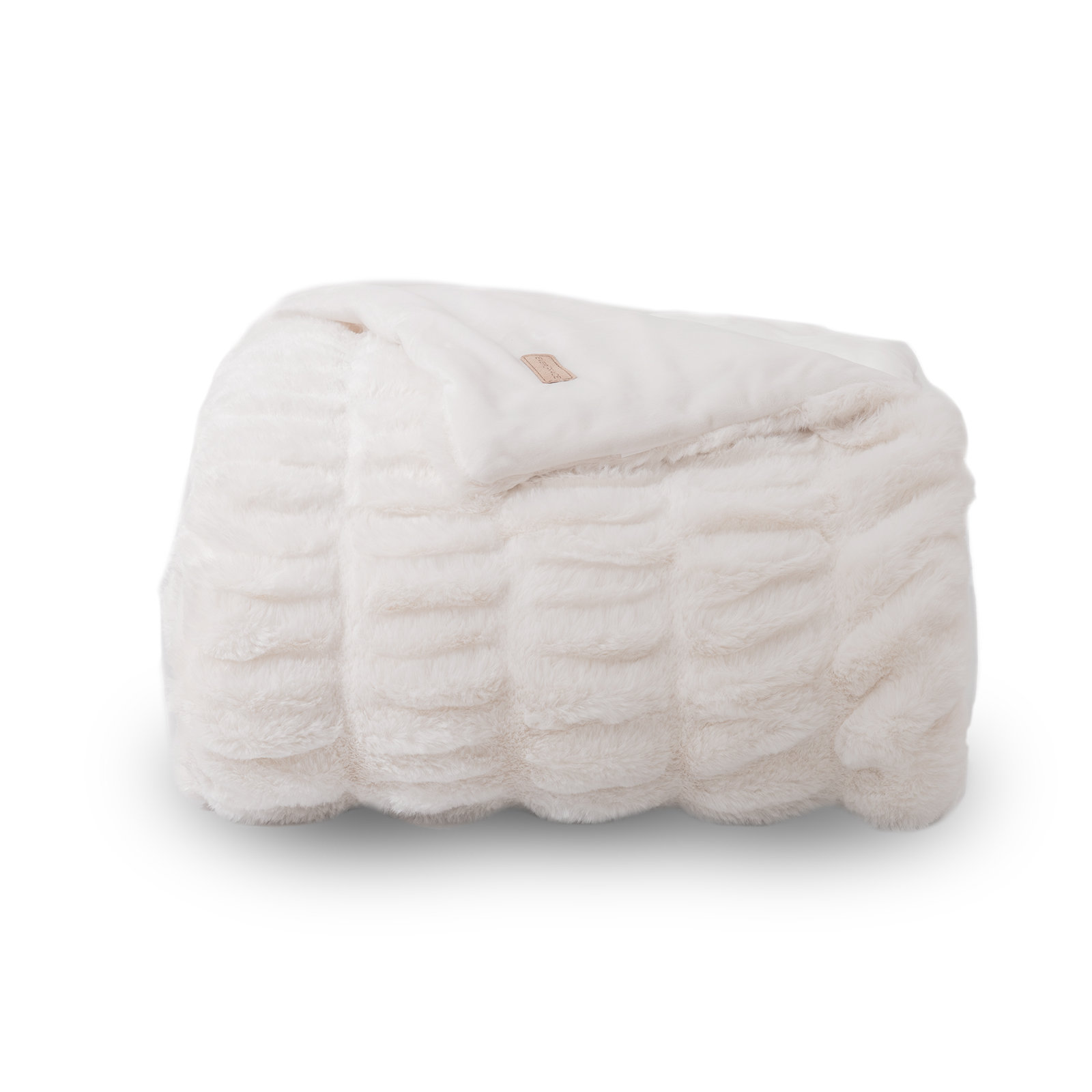 Ruched Bubble Faux Fur Throw Blanket, 60" W x 80" L, Ivory White