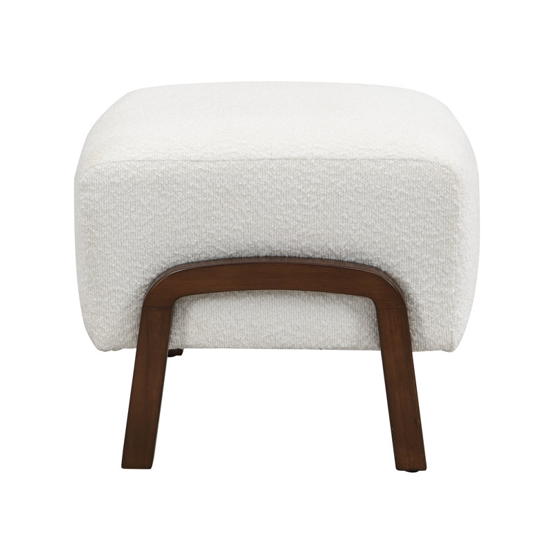 Lina Contemporary Bouclé Upholstered Ottoman With Solid Wood Legs And Versatile Functionality