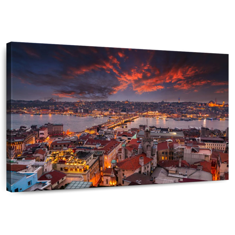 Nicci, coucher de soleil à Istanbul, paysage urbain, H 26 po x l 39 po