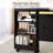 L-Shaped Computer Desk with Storage Cabinet, Drawer & Shelf, Rotating & Convertible Home Office Desk with LED Light-1787917997