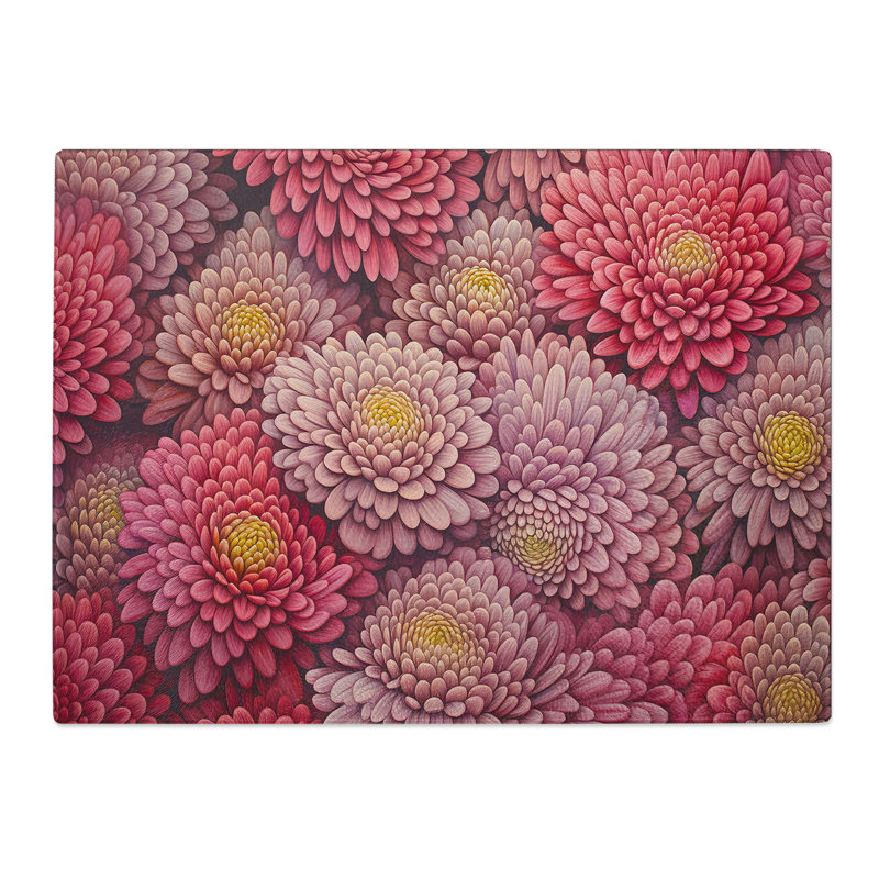 Chrysanthemums Op Art  Glass Chopping Board