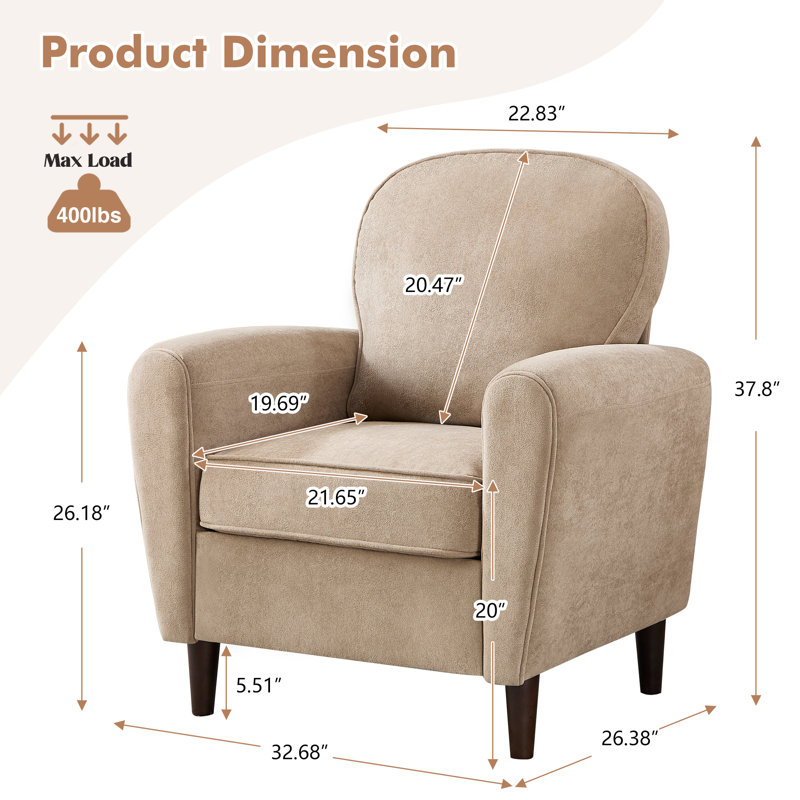 Upholstered Armchair, Brown