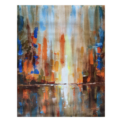 Chute d'eau colorée et abstraite | Acrylique sur toile | Par Kishore Kawad
