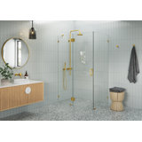 Halo 46 in. x 32 in. x 78 in. 90-degree Fully Frameless Glass Hinged Shower Enclosure